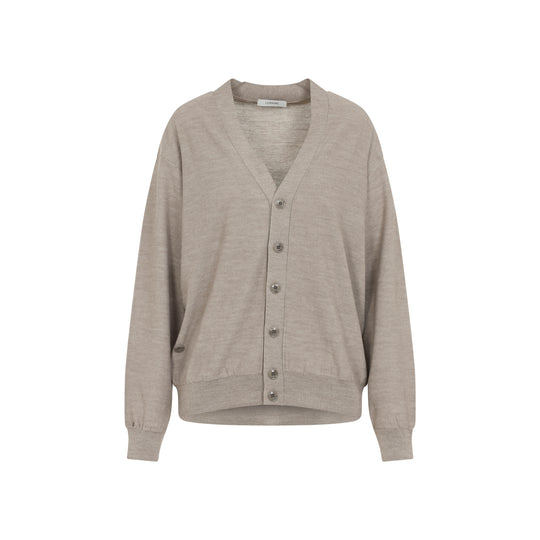 Light Taupe Wool Relaxed Twisted Cardigan