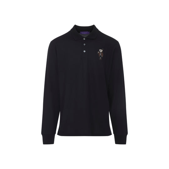 Black Bear Long Sleeve Cotton Polo