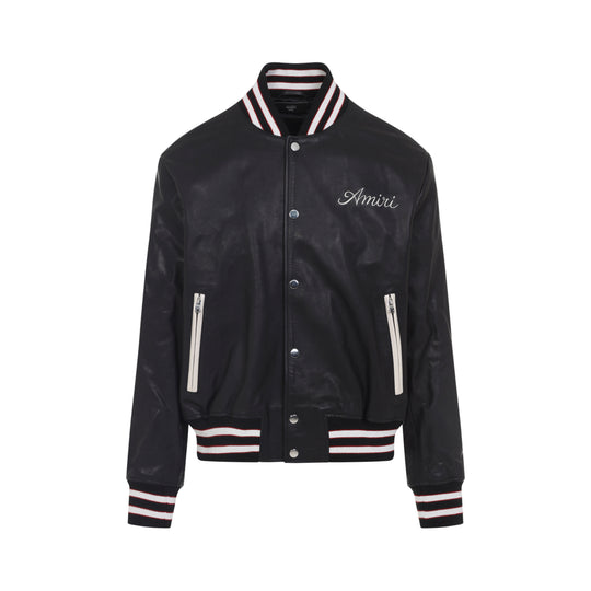 Black Club Varsity Leather Jacket