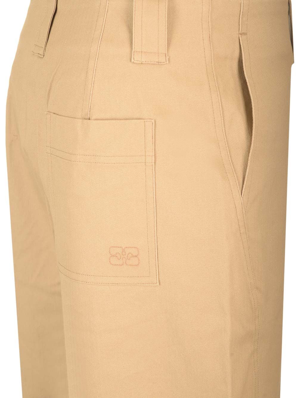 Ganni Cotton Canvas Cargo Trousers - Beige | 07db8e5dc3efce65a480a10a2f10e0707d95a39f