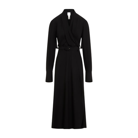 Black Draped Maxi Day Dress