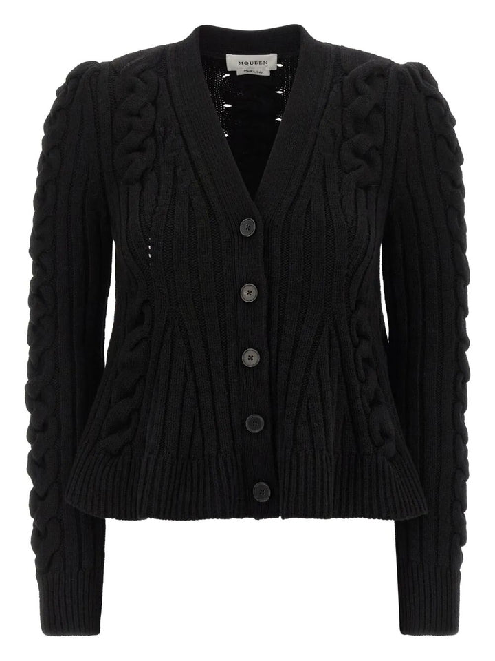 Alexander Mcqueen Cardigan - Nero | 4b60b422fcee1ff3e1a2224f217fec6fd64e773d