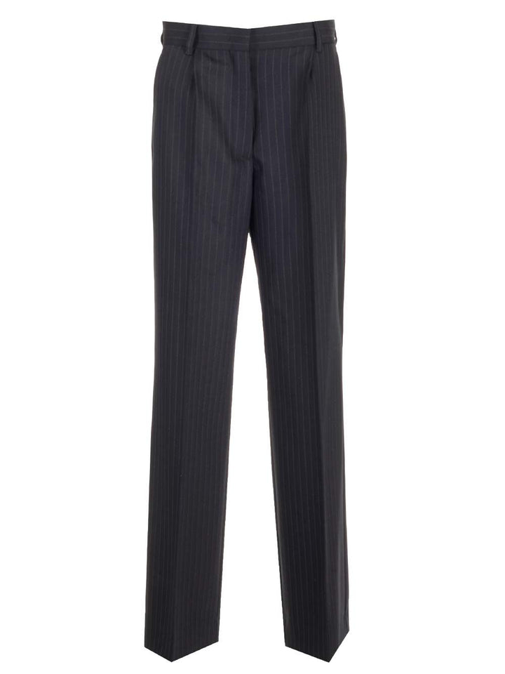 Miu Miu Blue Pinstriped Trousers - Blu | 6acb11d9d96f287247346b1e5f37eb7fc01934d1