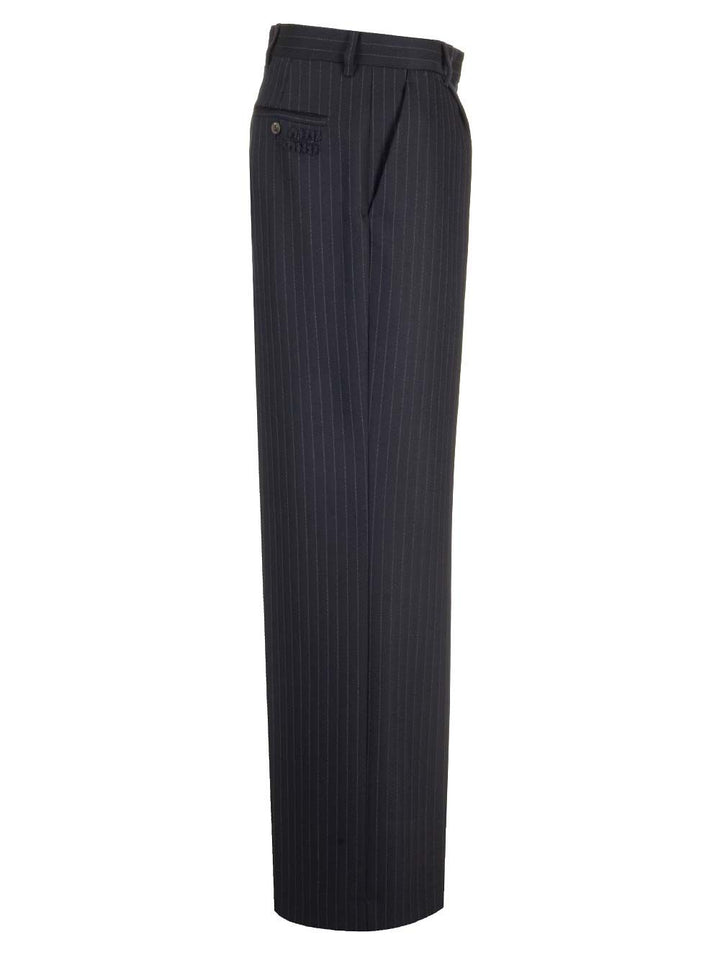 Miu Miu Blue Pinstriped Trousers - Blu | d687174ed7605d4d2f88576e29165c036ed846ab