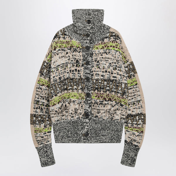 Multicolored Oversized Cardigan In Jacquard Wool