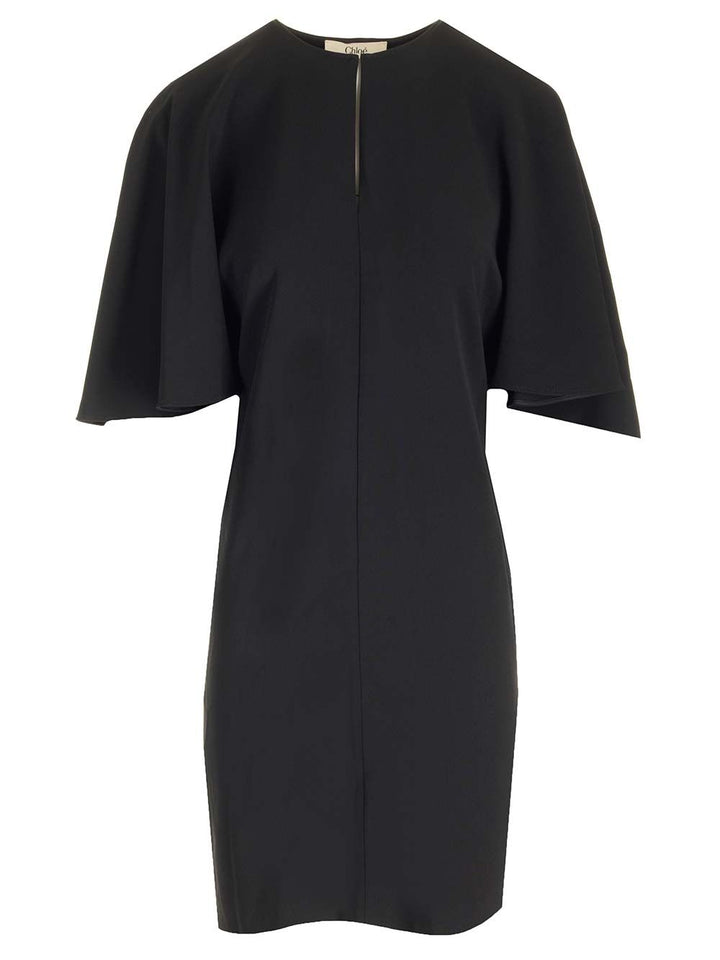 Chloe' Cape Sleeves Mini Dress Abiti - Nero | 2f18950306e6423677b68ff8fa837122fd2c1a6a
