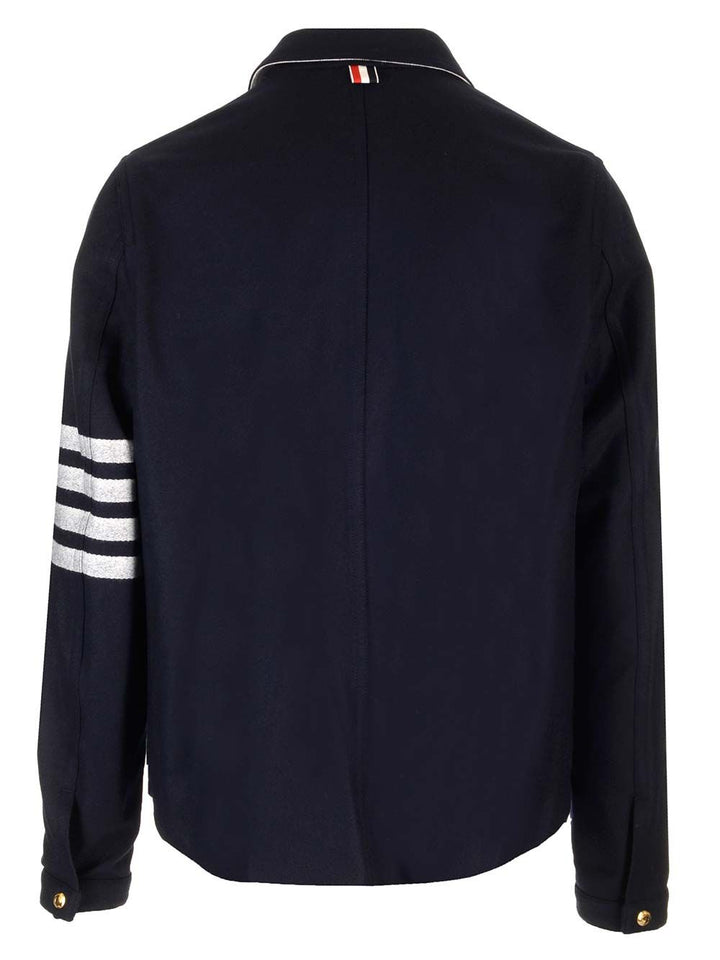 Thom Browne Wool Cashmere 4-Bar Utility Jacket Giacche - Blu | 9510b6fcfb36d629bb0ae688015f6db731a05b96