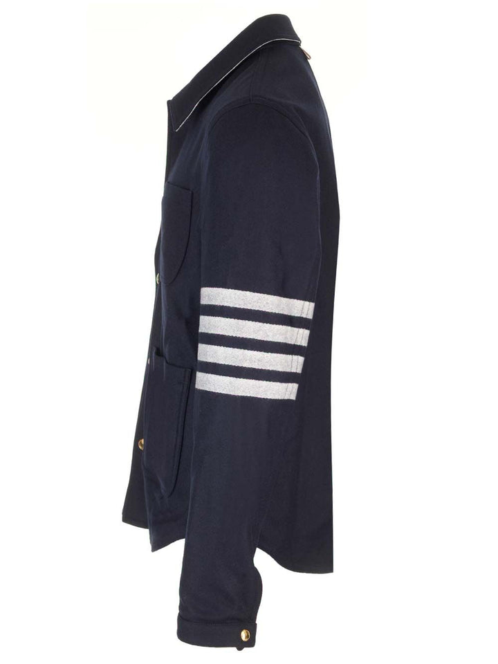 Thom Browne Wool Cashmere 4-Bar Utility Jacket Giacche - Blu | 361ec214ce0adbd37d74009bcb1e8834d6775dc8