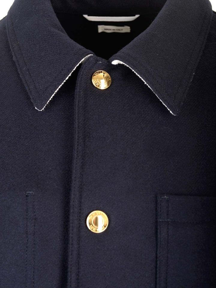 Thom Browne Wool Cashmere 4-Bar Utility Jacket Giacche - Blu | 750ee79361688a1d381f7564346d02195589e65d