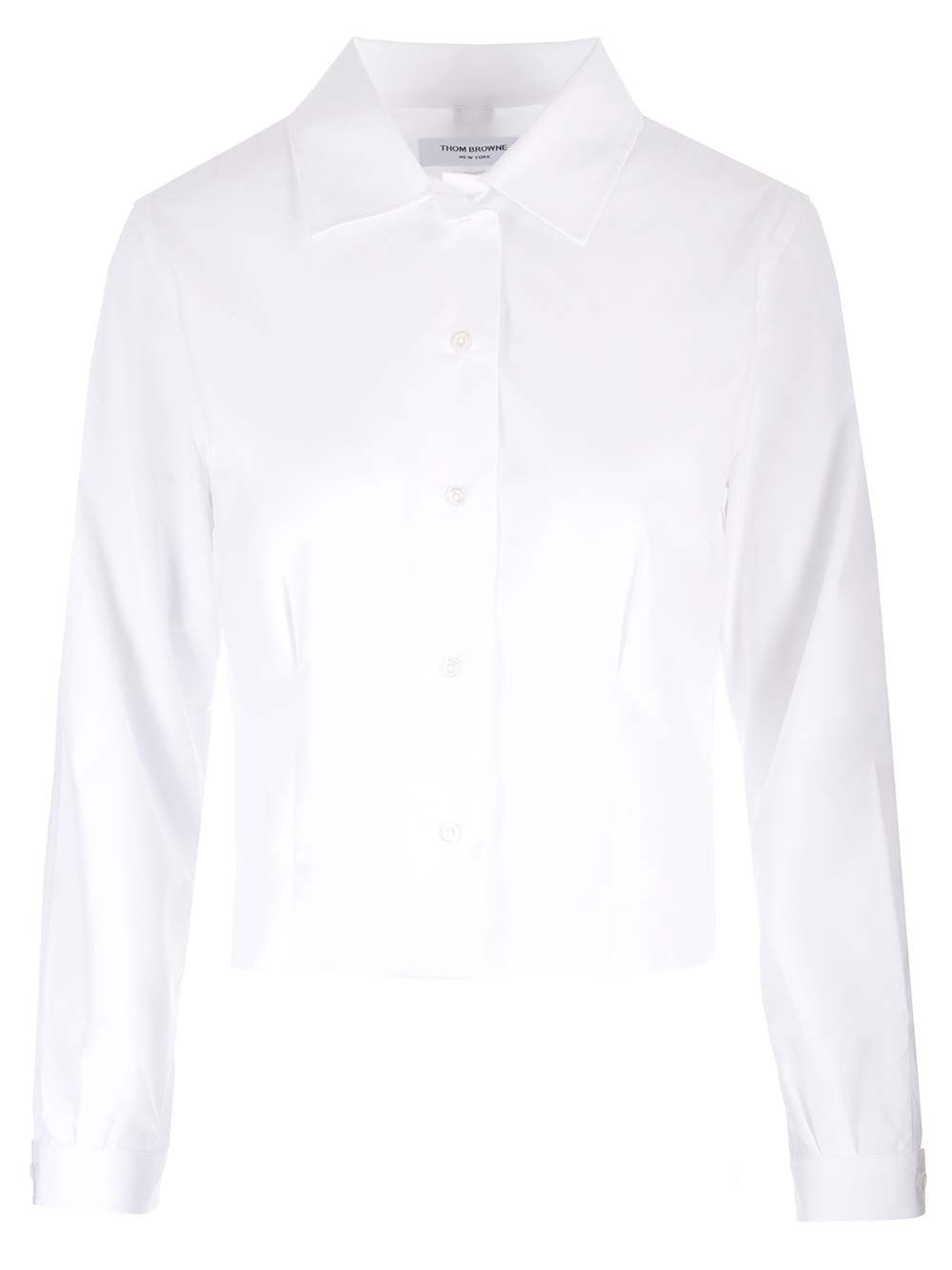 Thom Browne Cropped Shirt Top - Bianco | f3eb4cbf013587f291b13c2b4a25ecbf94212c48