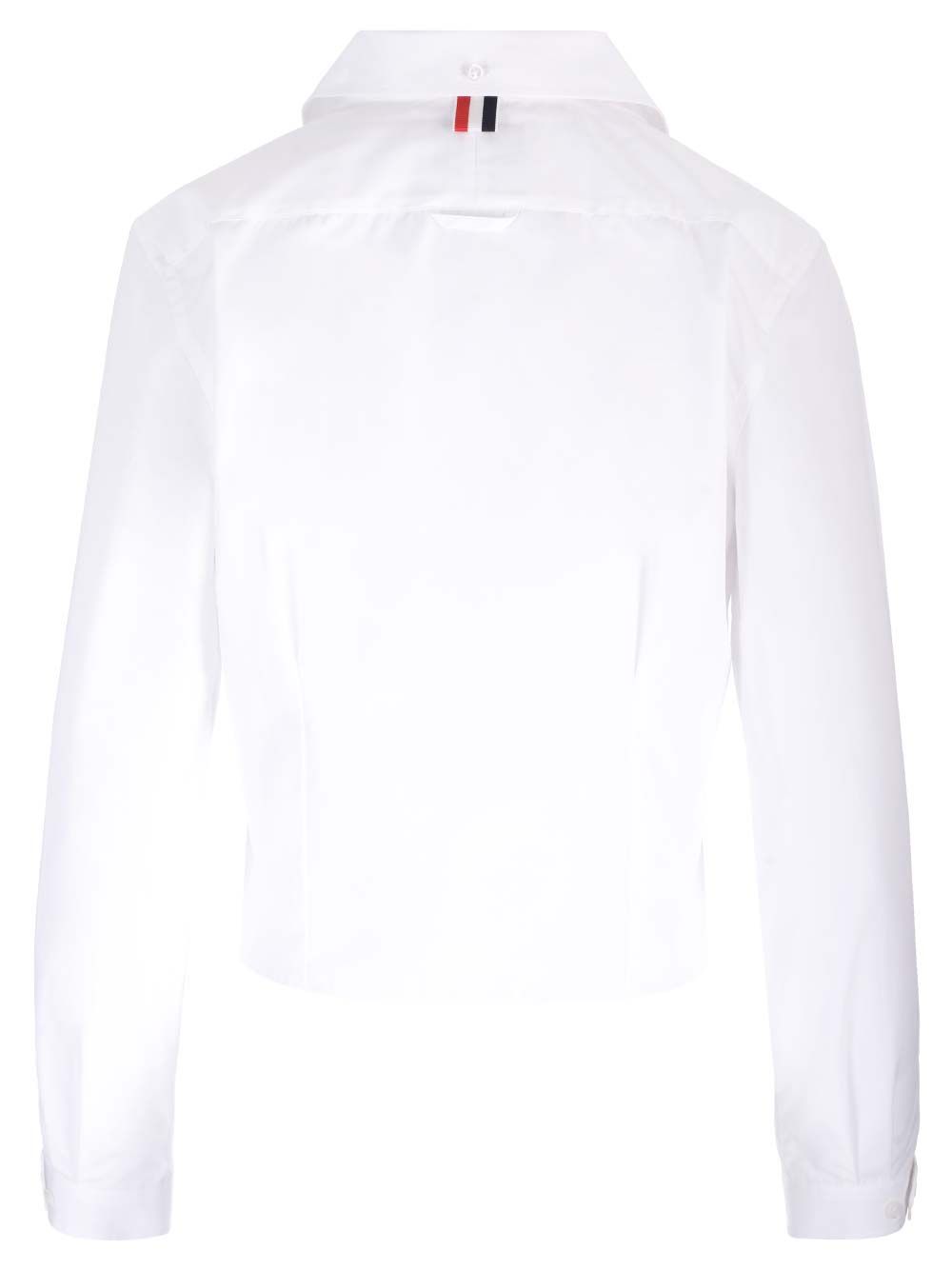 Thom Browne Cropped Shirt Top - Bianco | b9e7c4f80a910d344702c0d0e3ff91d2edeb6e38