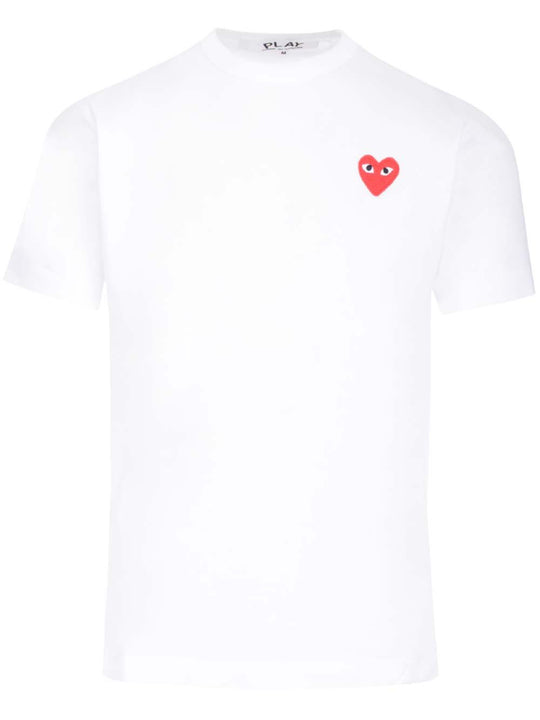 With Small Red Heart T-Shirt Bianco