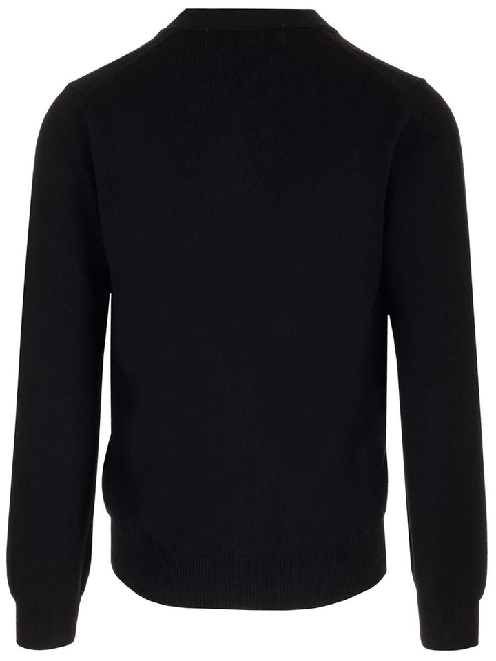 Comme Des Garcons Play Merino Wool Cardigan Knitwear - Nero | 9e99b1d982636b8d026aa8dc6b3b09380b684a6f
