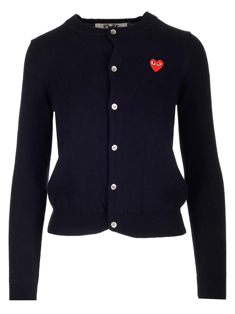 Comme Des Garcons Play Merino Wool Cardigan Knitwear - Blu | 88e76b147caca1706cb02bfb5b32a68df7cf3451
