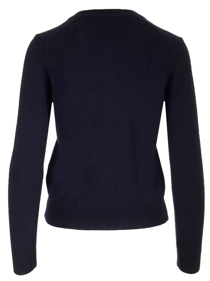 Comme Des Garcons Play Merino Wool Cardigan Knitwear - Blu | 51b416b6fd900872fdcf268b3f123653dd368aa4
