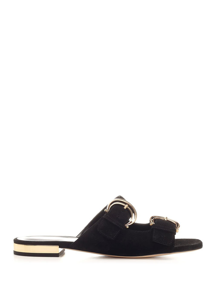 Chloe' Alize Flat Double C Buckle Sleepers Black Sandali - Nero | 21f889a46f619b729bcceef91c60506c47b492ac