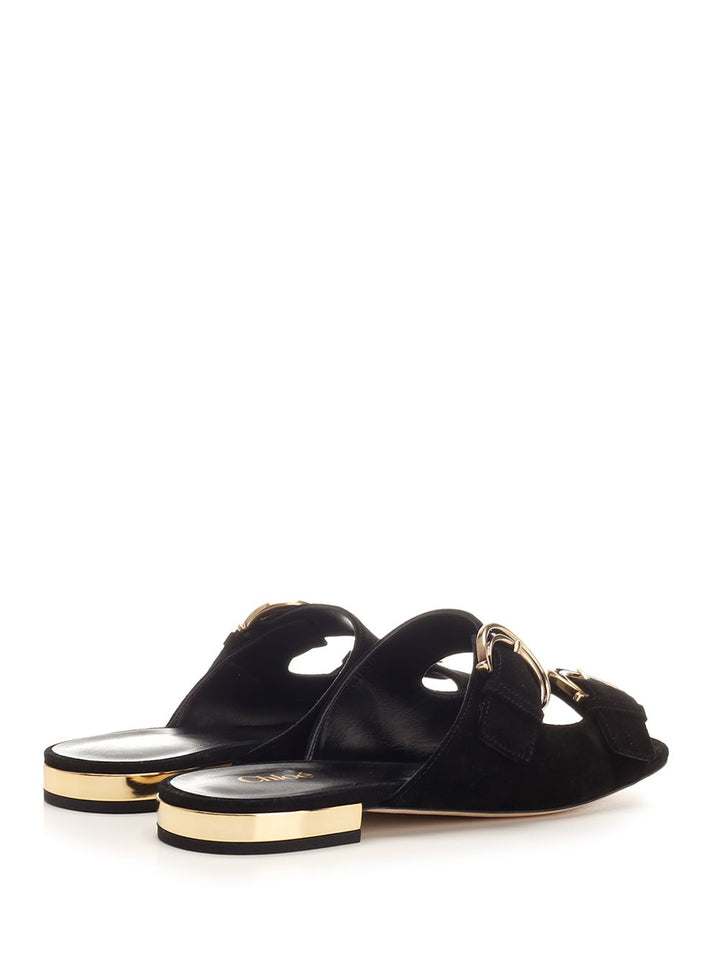 Chloe' Alize Flat Double C Buckle Sleepers Black Sandali - Nero | cc1f51016e33b14e35603886b3a5b0af52eb4259
