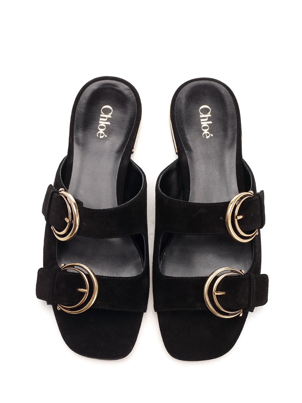 Chloe' Alize Flat Double C Buckle Sleepers Black Sandali - Nero | 75729a14fd7b40cf6796fa86e6e40f4eacafe70d