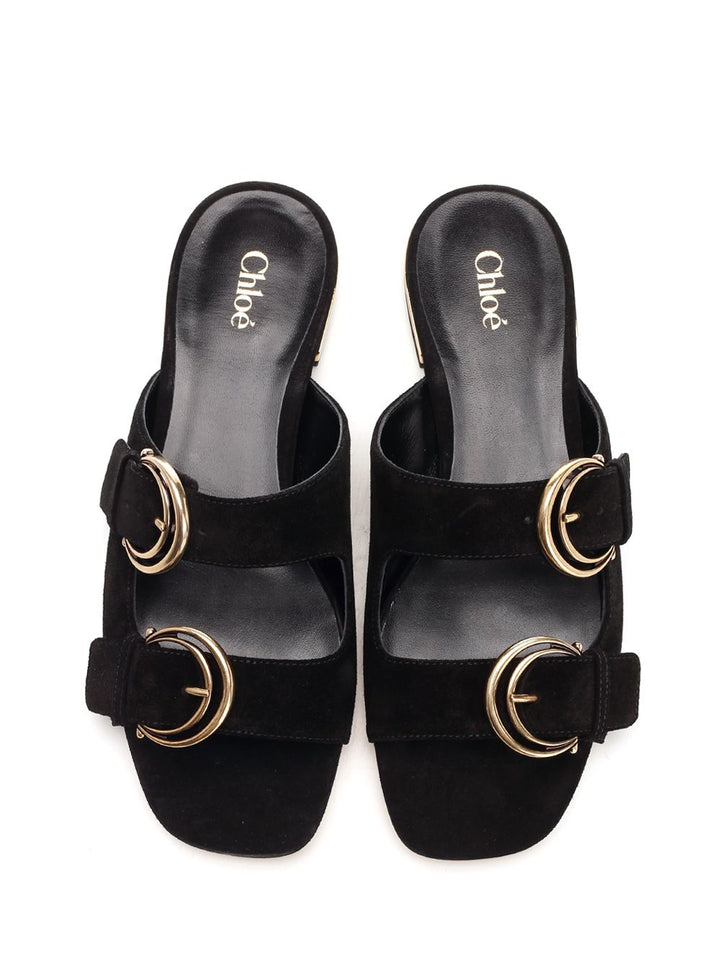 Chloe' Alize Flat Double C Buckle Sleepers Black Sandali - Nero | 75729a14fd7b40cf6796fa86e6e40f4eacafe70d