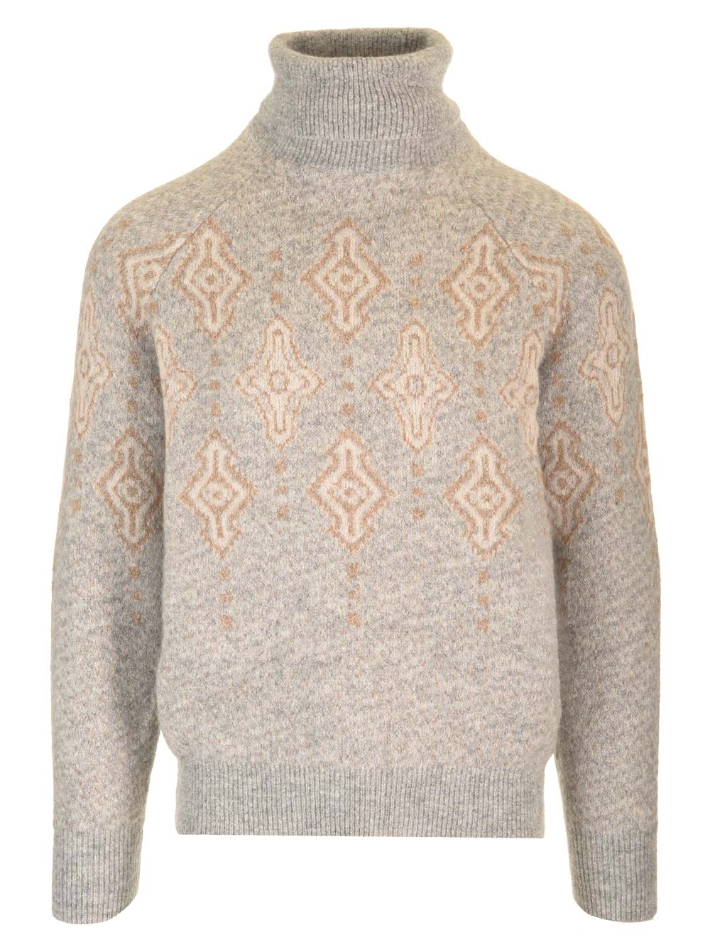 Brunello Cucinelli Geometric Jacquard Turtleneck Sweater Knitwear - Beige | 69e8bcc4bad0588632d7dfbaf8070f0de5f273df
