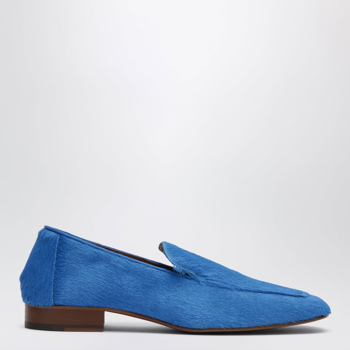 Dries Van Noten Mocassins en Poil de Poney Bleu Électrique