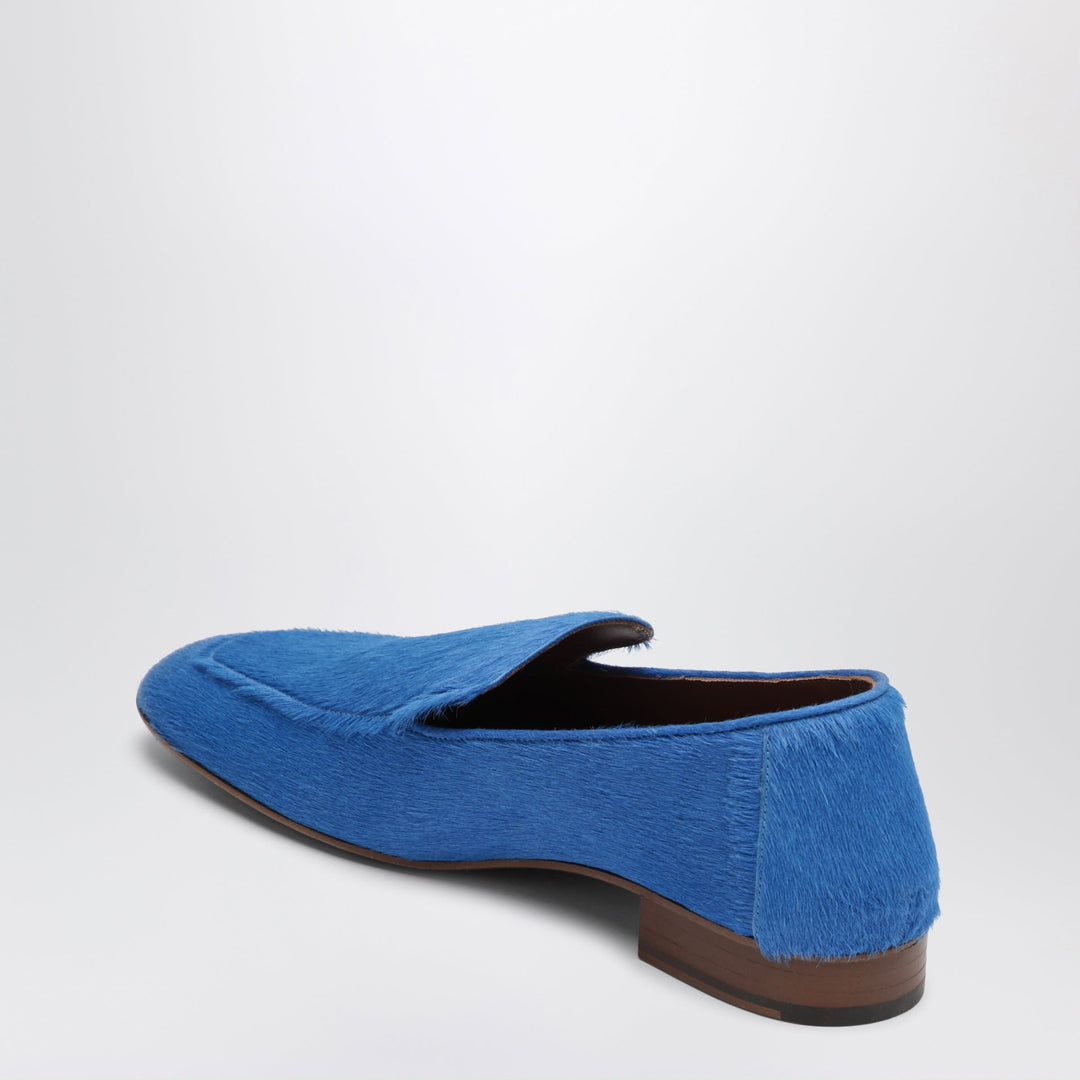 Dries Van Noten Mocassins en Poil de Poney Bleu Électrique