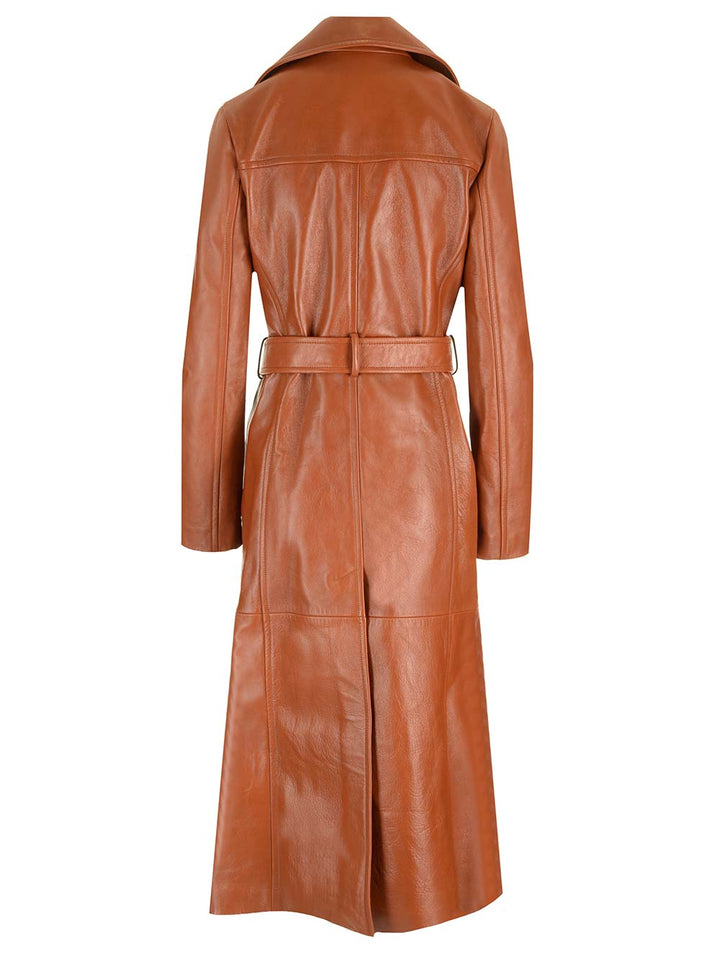 Chloe' Leather Military Trench Coat Giacche - Marrone | 6a4534aece92e5f63f833cc11f42cdbcbc3a6750