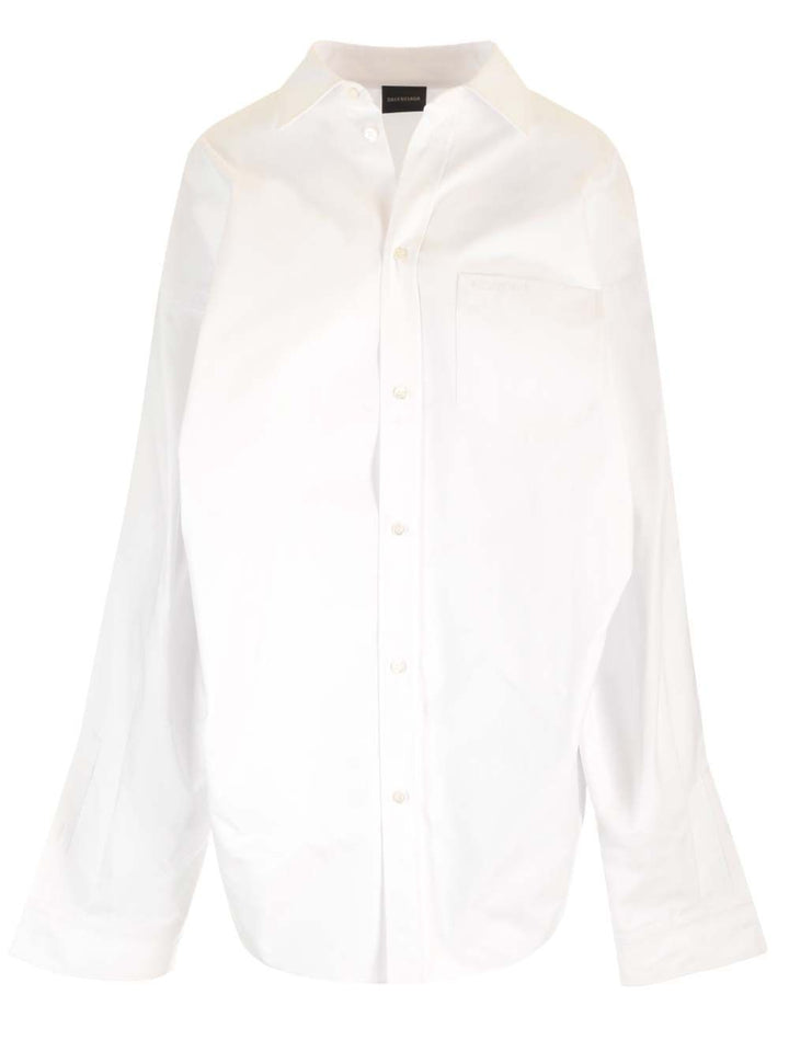 Balenciaga Large Fit Asymmetric Shirt Shirts - Bianco | 1675cfdc00325b9169982fdb5987dab3cf65a5db