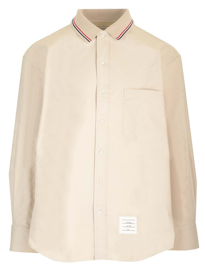 Thom Browne Stripe Cotton Flannel Oversized Shirt Shirts - Bianco | 550b6a50b9634b619a99fc69eacb2b40d09f5c32