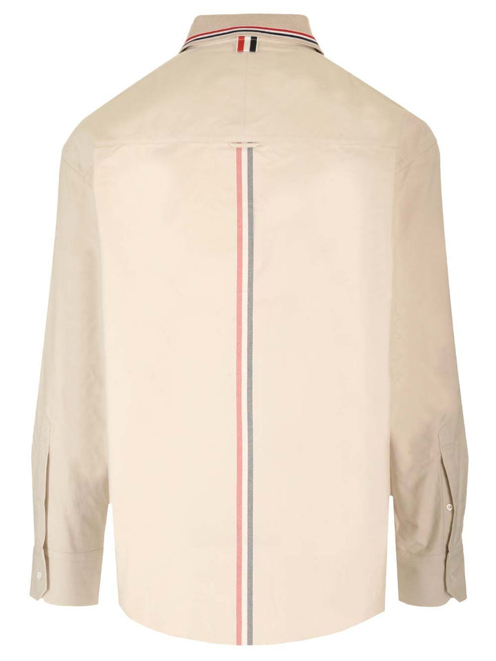 Thom Browne Stripe Cotton Flannel Oversized Shirt Shirts - Bianco | 4bfdb738eb01eebb70b143636895d2d4d837da9a