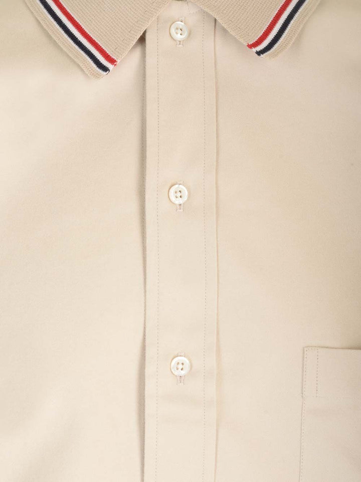Thom Browne Stripe Cotton Flannel Oversized Shirt Shirts - Bianco | 3d1fef0c585cfc383538637e7d650ed9becfc9a0