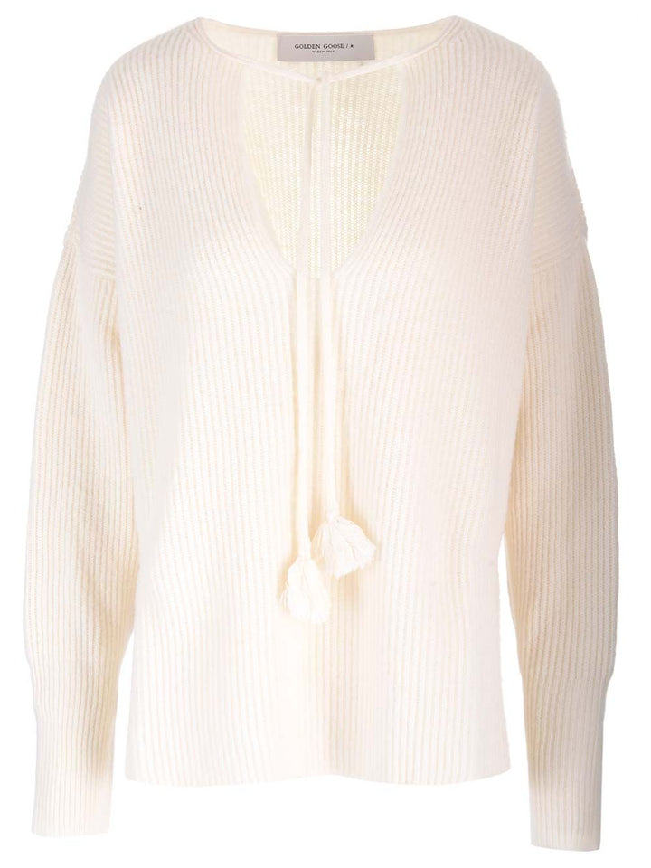 Golden Goose Deluxe Brand Ribbed Wool Sweater Knitwear - Bianco | 9ecd742d6d9eac8becd4862bc22730585cbd9757