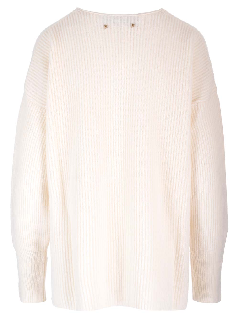 Golden Goose Deluxe Brand Ribbed Wool Sweater Knitwear - Bianco | a08d6aabaae205136e50c0fd4445e19bebcfecc1