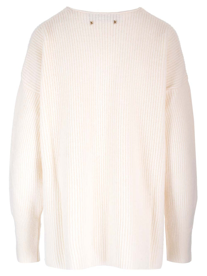 Golden Goose Deluxe Brand Ribbed Wool Sweater Knitwear - Bianco | a08d6aabaae205136e50c0fd4445e19bebcfecc1