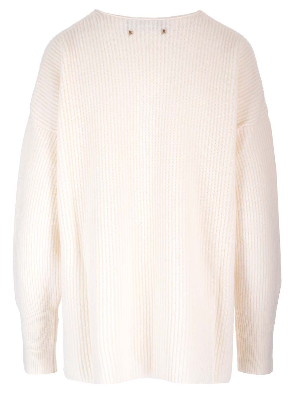 Golden Goose Deluxe Brand Ribbed Wool Sweater Knitwear - Bianco | bf83b179eaaf7dd4bc0072ffb6436bfa4eaea86f
