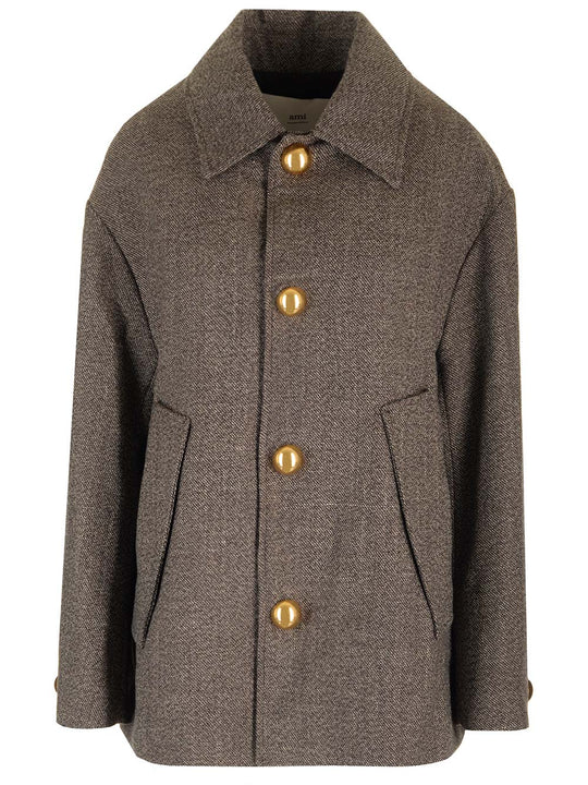 Wool And Cotton Caban Coats Marrone