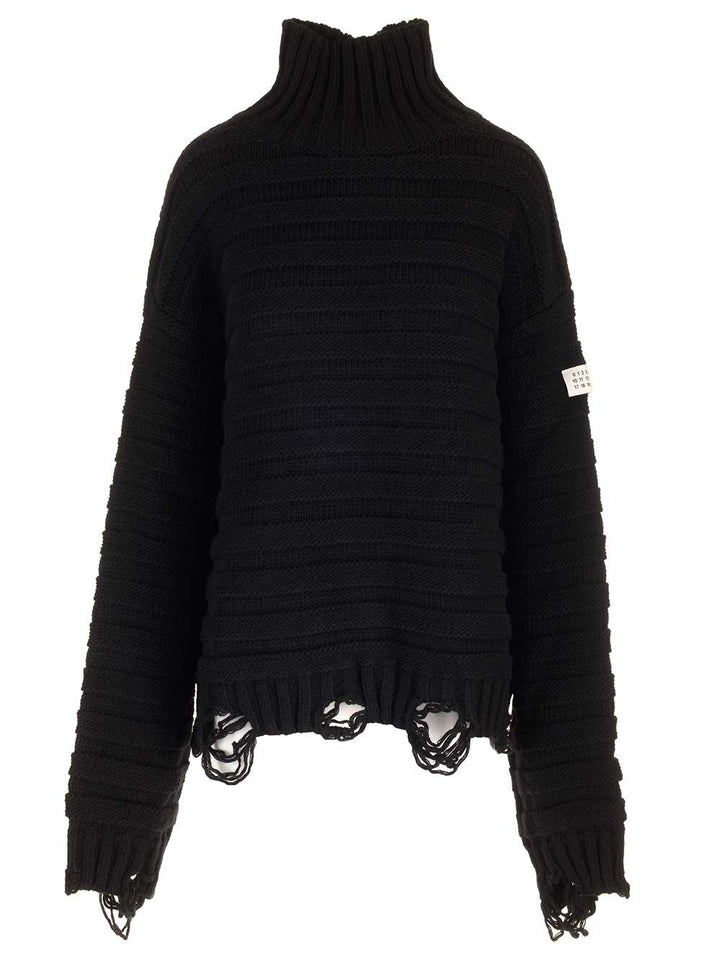 Mm6 Maison Margiela High Neck Sweater Knitwear - Nero | dbc1877b95ec48a7c7c4eb1fa7f270d86ca7e508