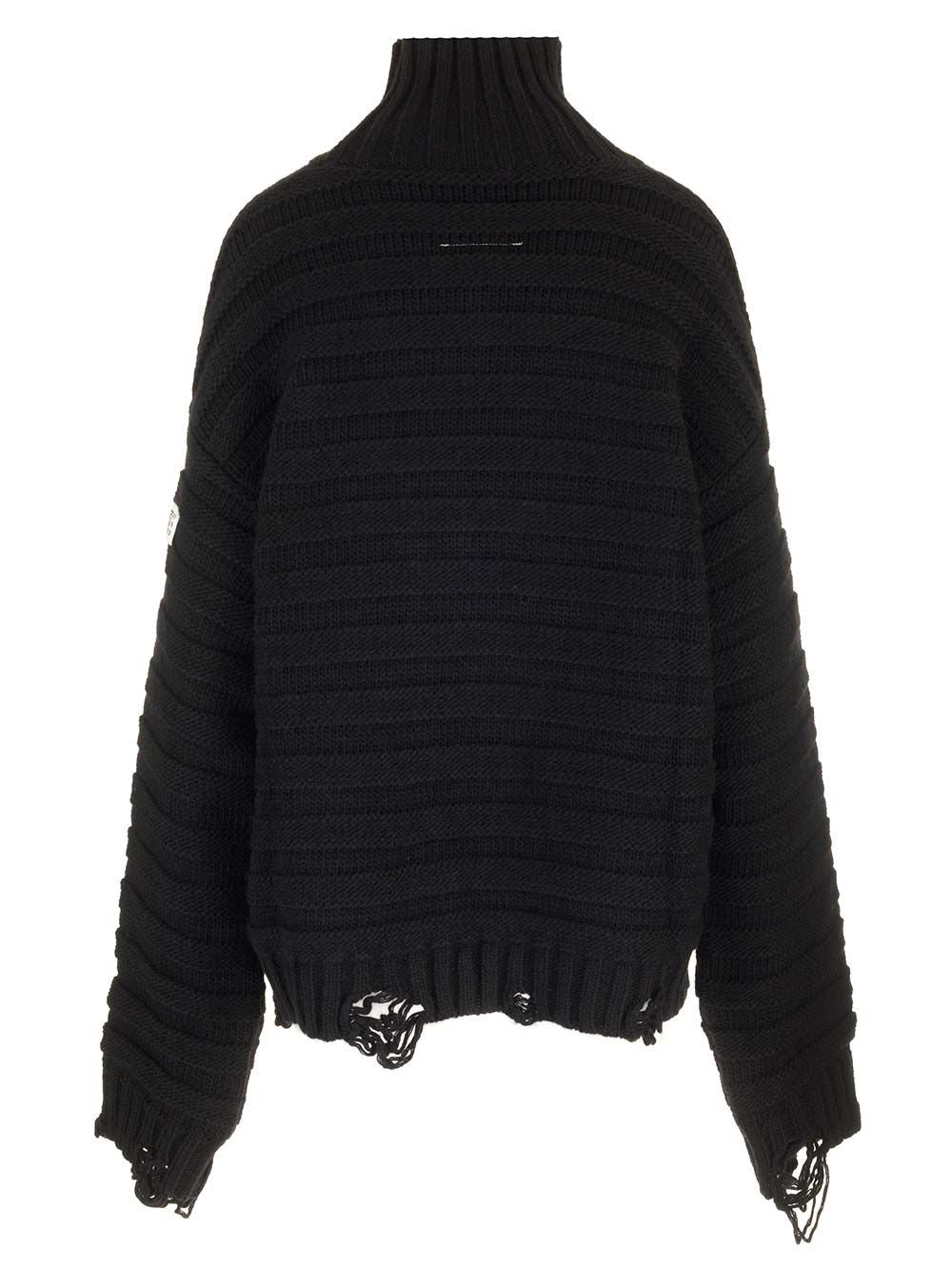 Mm6 Maison Margiela High Neck Sweater Knitwear - Nero | e53190848a0e1f8c67e9c0e5edfe97a94b8eb229