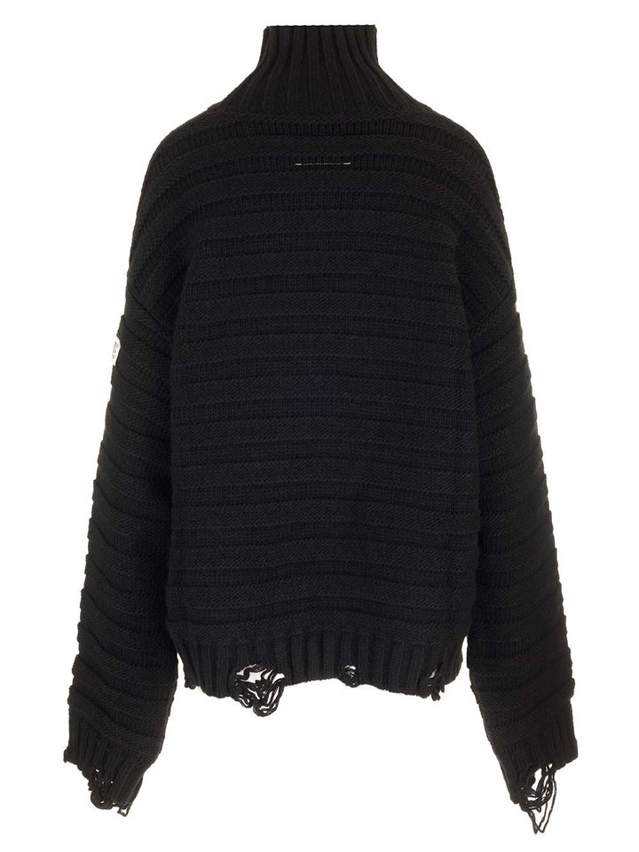 Mm6 Maison Margiela High Neck Sweater Knitwear - Nero | e53190848a0e1f8c67e9c0e5edfe97a94b8eb229