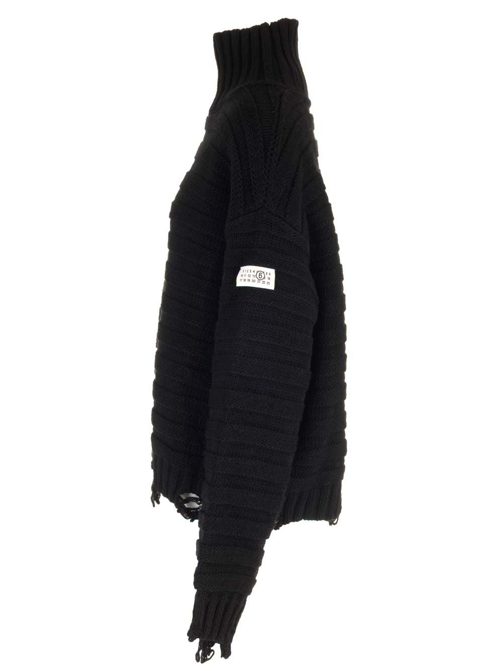 Mm6 Maison Margiela High Neck Sweater Knitwear - Nero | e5da966383eaced9aa5839d2dbf1b97326ffc8a2