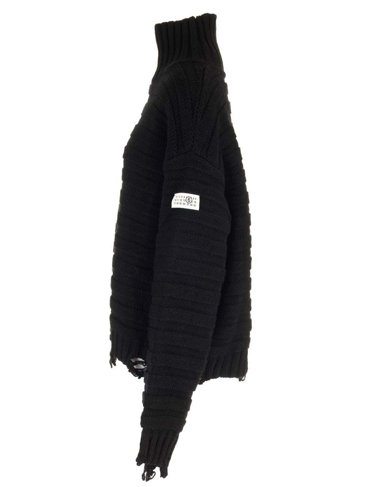 Mm6 Maison Margiela High Neck Sweater Knitwear - Nero | e5da966383eaced9aa5839d2dbf1b97326ffc8a2