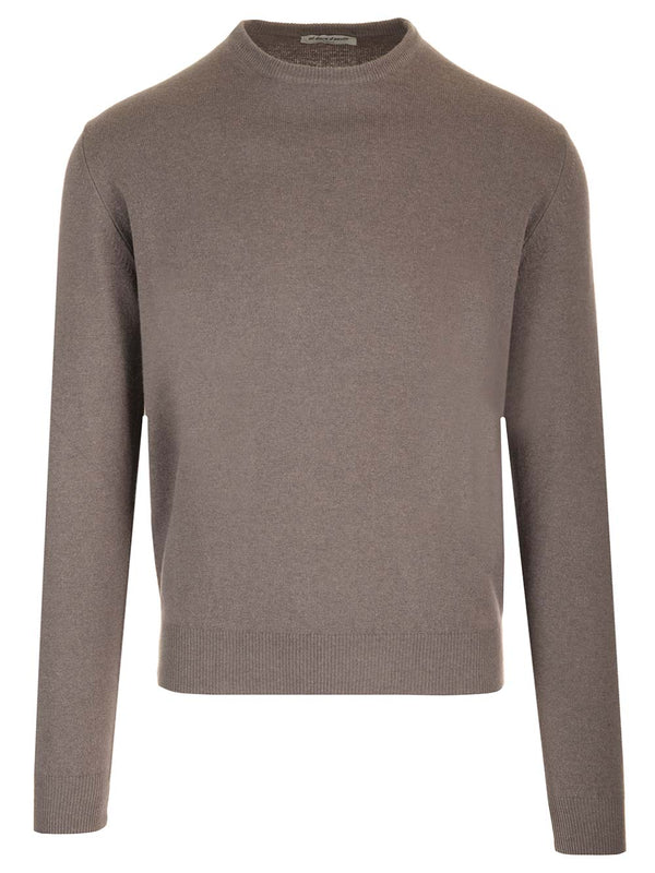 Wool And Silk Crew Neck Sweater Knitwear Marrone