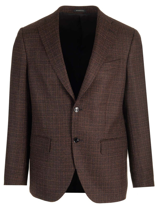 Wool Melange Blazer Giacche Marrone