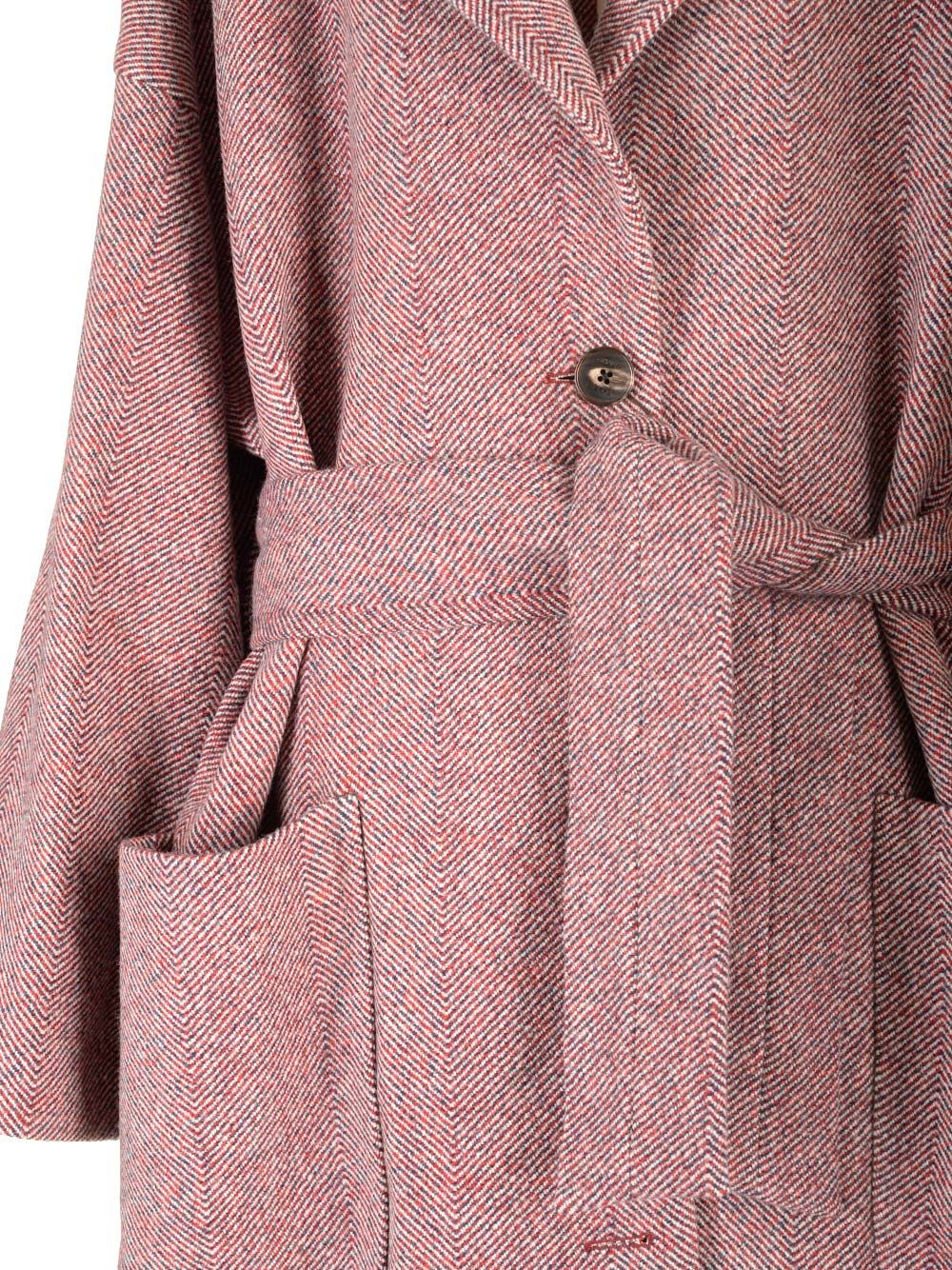 Etro Chevron Wool Coat Coats - Bordeaux | 508778fbfe75b4349df995fb207246333e54bb2e