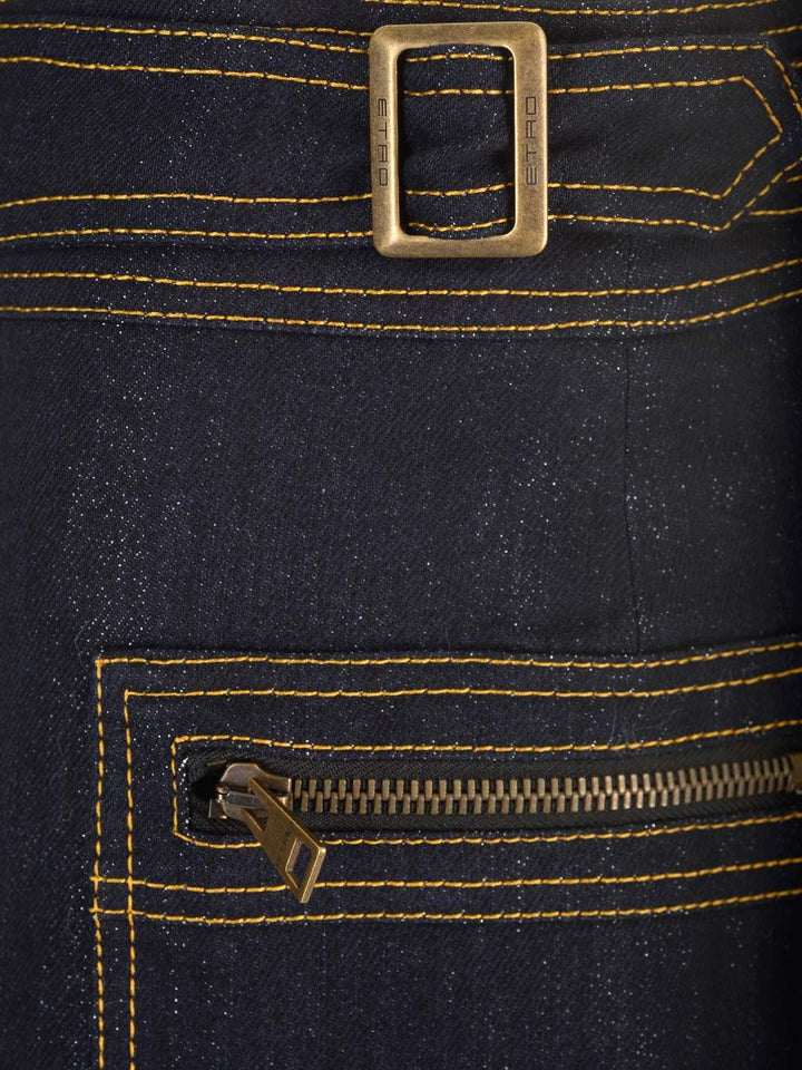 Etro Stretch Denim Skirt Gonne - Blu | 476a32dee7e9d49999f2202e83ed59ecf32cfb2f