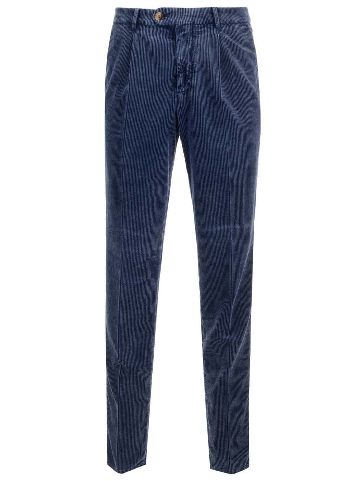 Brunello Cucinelli Blue Corduroy Trousers - Blu | 59e6392ad8e61ca21179af6735e105b78c374b21