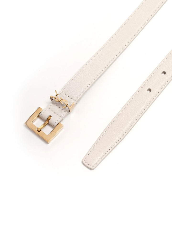 Saint Laurent Ysl Logo Belt Cinture - Bianco | 9a5479c0afbeb6ba0f6813ca77aff6b70692f36e