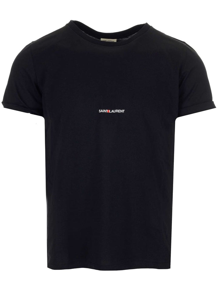 Saint Laurent Classique Crewneck Short Sleeve With Logo T-Shirt - Nero | 517b537a9681db890bc56a48ed5ef1206da4636e