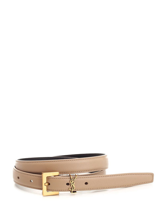Ysl Logo Belt Cinture Beige