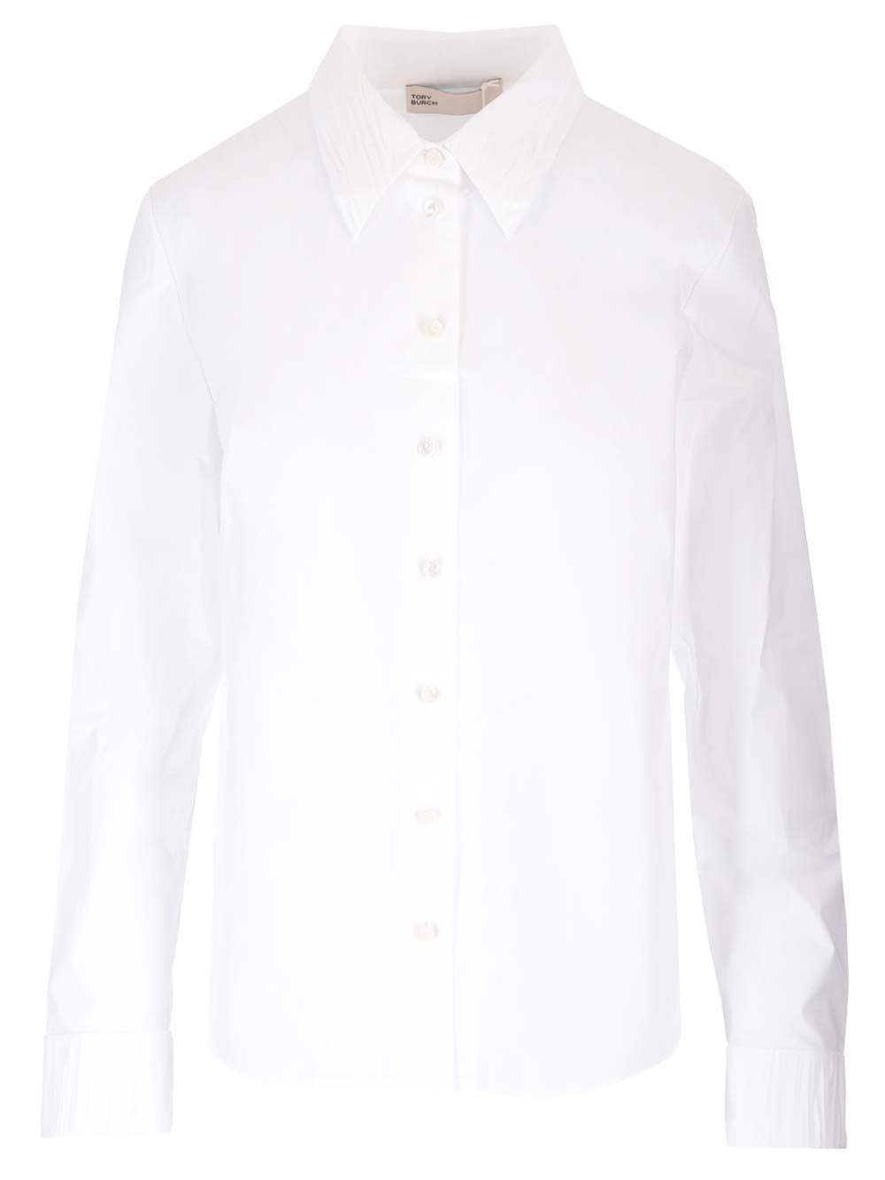 Tory Burch Crimped Collar Shirt Shirts - Bianco | da06f7d986955d2cf3bb33c836e06ed06c8a70ef